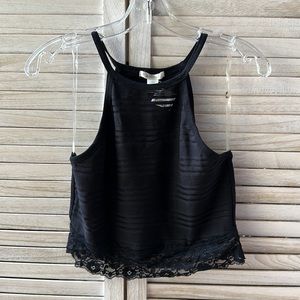 Black lace crop top